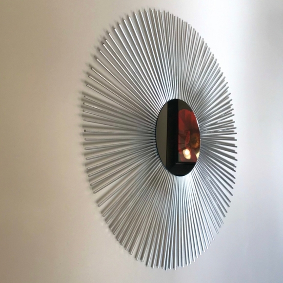 Large 35" Silver Sunburst Mirror Decorative Wall Mirror - Picture 3 of 9